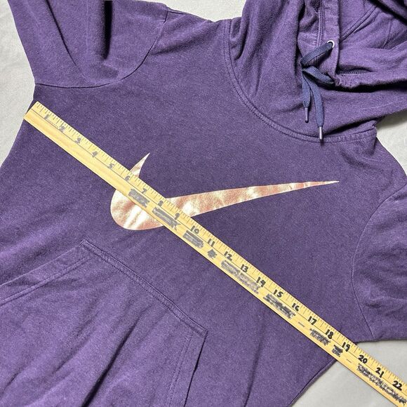 Nike Hoodie Women Medium Club Funnel Center Swoosh Purple Pullover - Picture 3 of 11